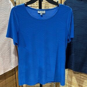 JM Collection Royal Blue Textured Short Sleeve Top